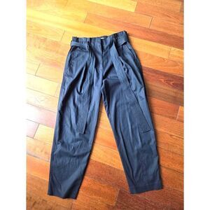 31 Phillip Lim Black 100% Cotton Paper Bag Straight Leg Tie Waist Trousers sz 2